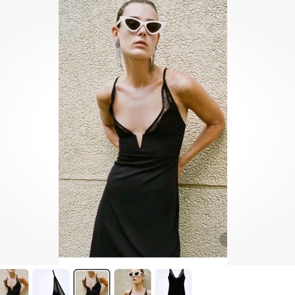 Zara Black Lace Trim Chemise